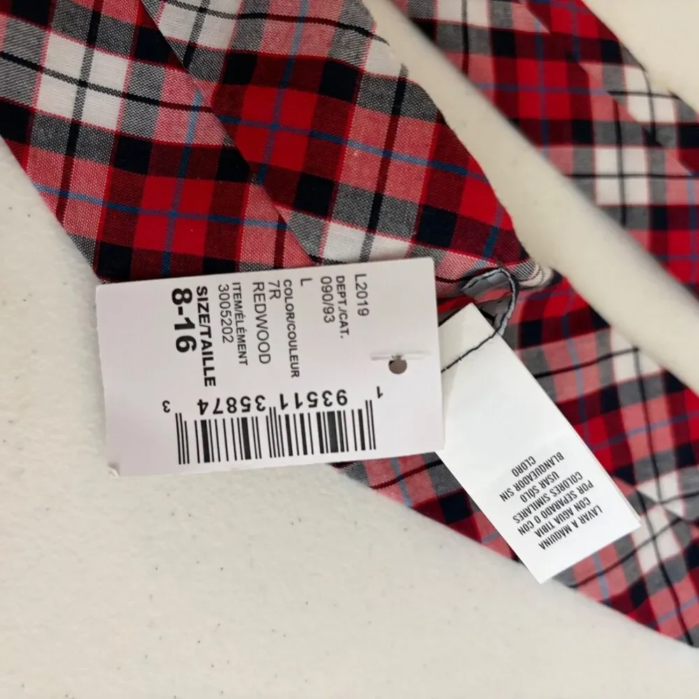 The Children's Place Neck Tie Boy's 8-16 Red Black Plaid Checkered NWT